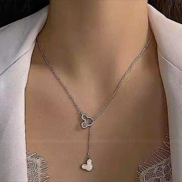 STERLING SILVER RHINESTONE MICKEY MOUSE DANGLE CHARM PENDENT - Picture 3 of 7